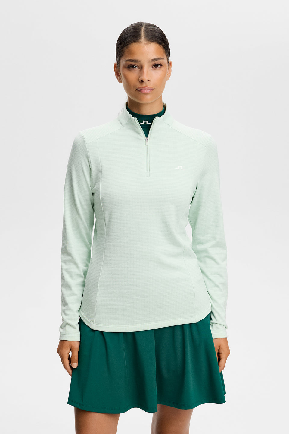 Steffi Quarter Zip Mid Layer / Subtle Green Melange