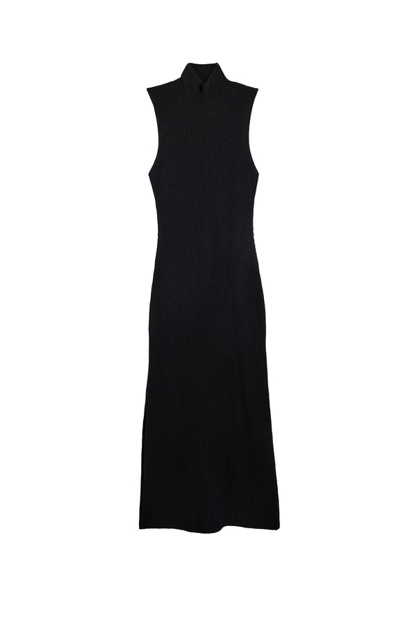 Camille Rib Knit Dress / Black