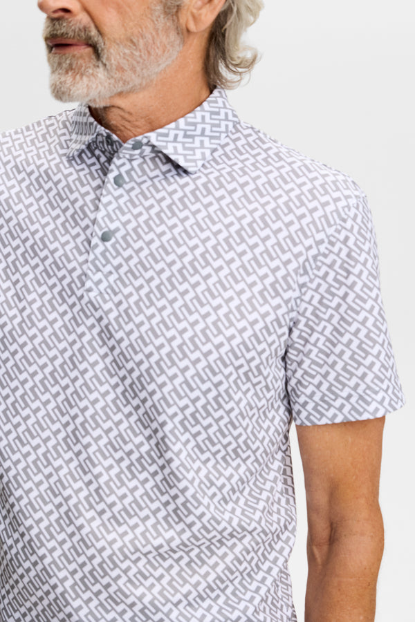 Theo Printed Mesh Polo / Night Owl