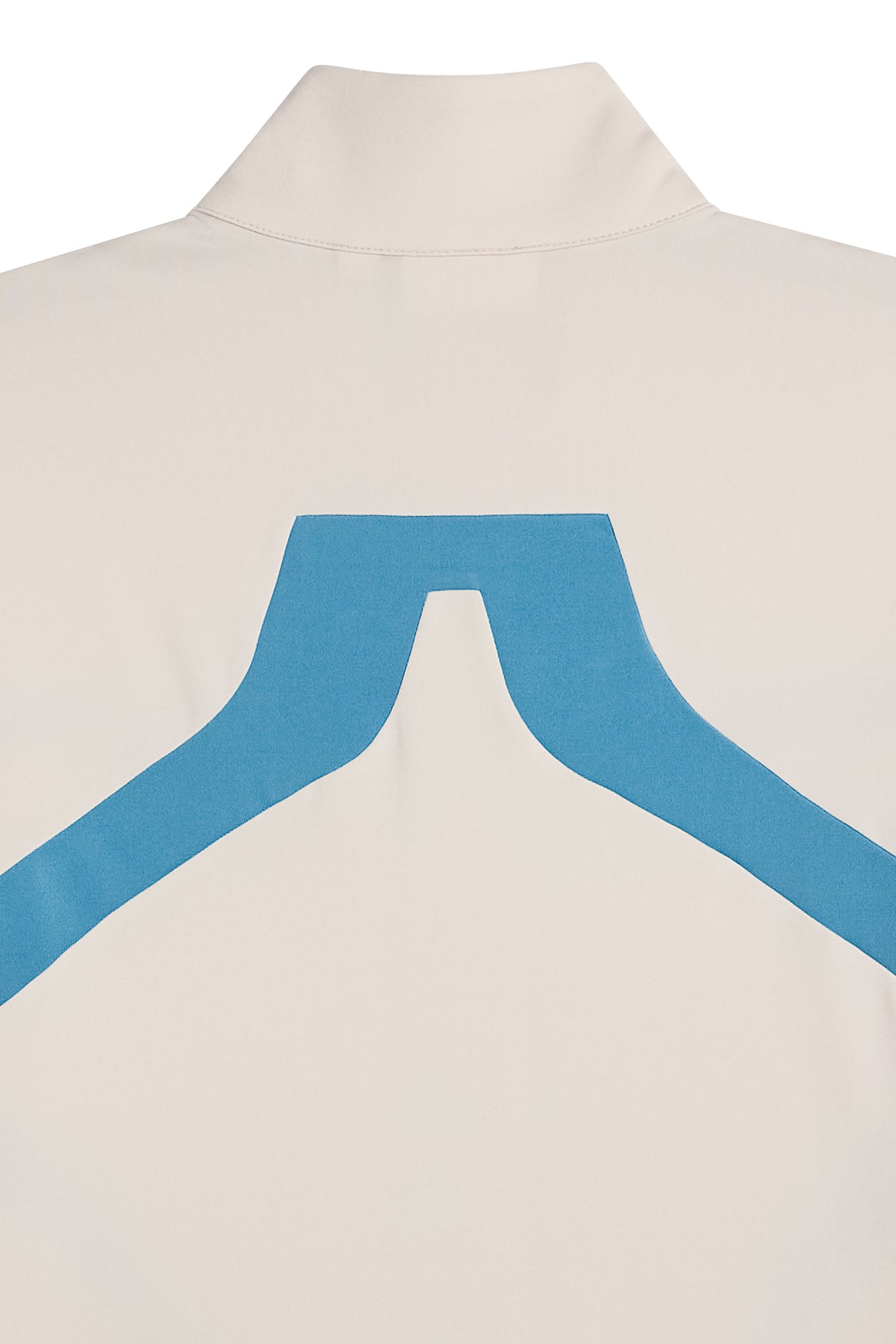 Close-up back view of the Janice Mid Layer in Moonbeam, showing the contrast Bridge logo.