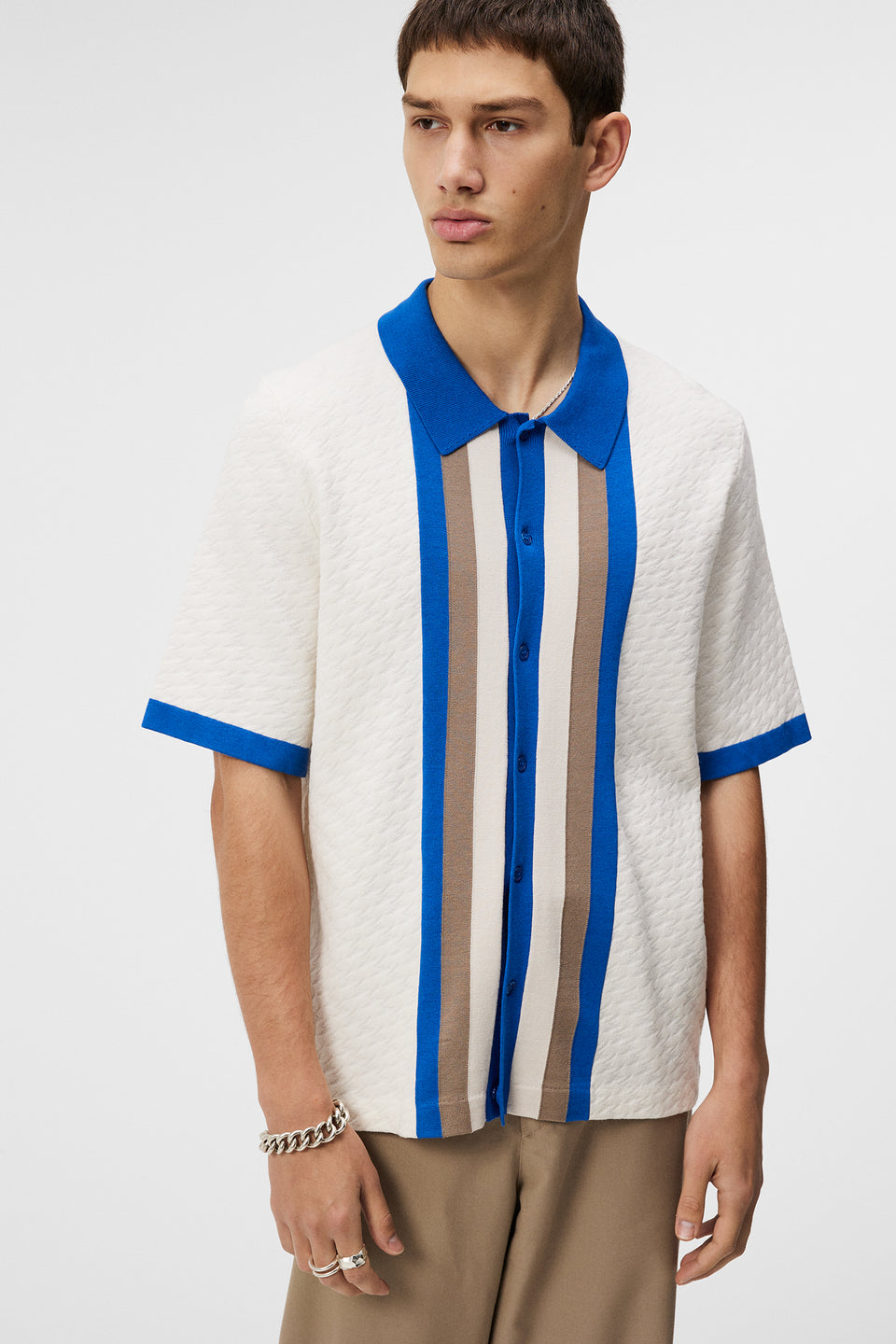 Rayne Jacquard Monogram Shirt / Cloud White