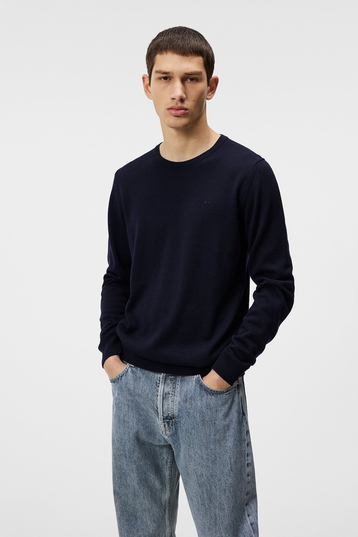 Lyle Merino Crew Neck Sweater Navy – - Main Image