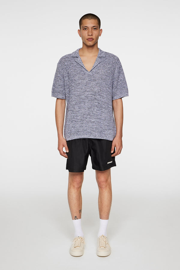 Ethan Open Collar Knit Polo / Ombre Blue