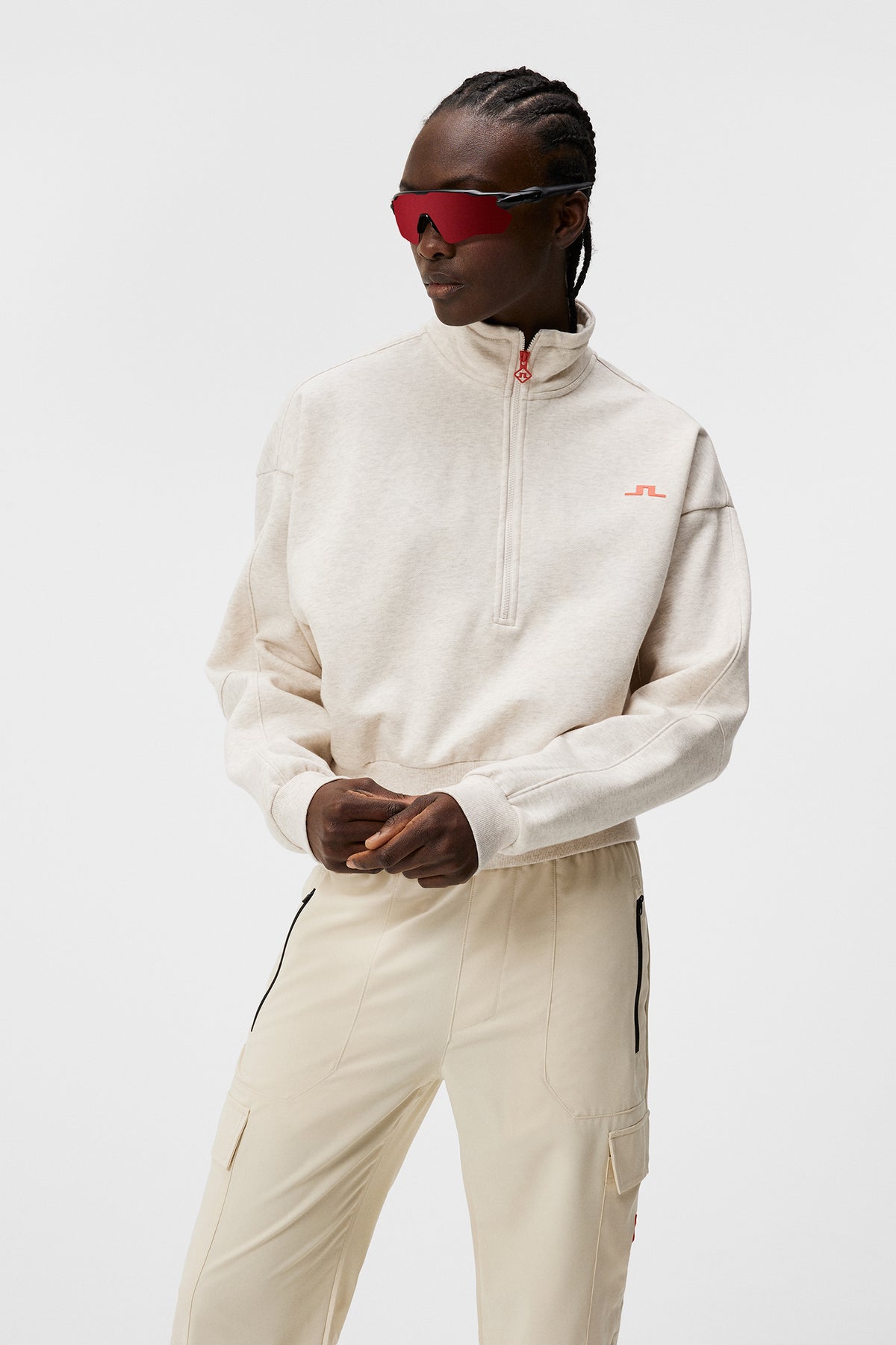 Lucia Zip Mock Neck / Beige Melange – J.Lindeberg