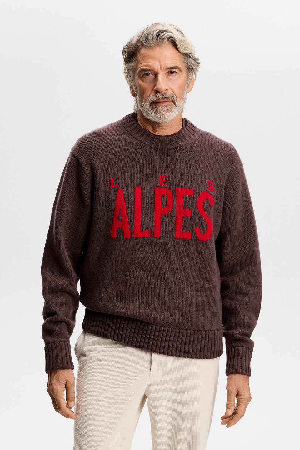 Fabian Graphic Knit Sweater / Seal Brown