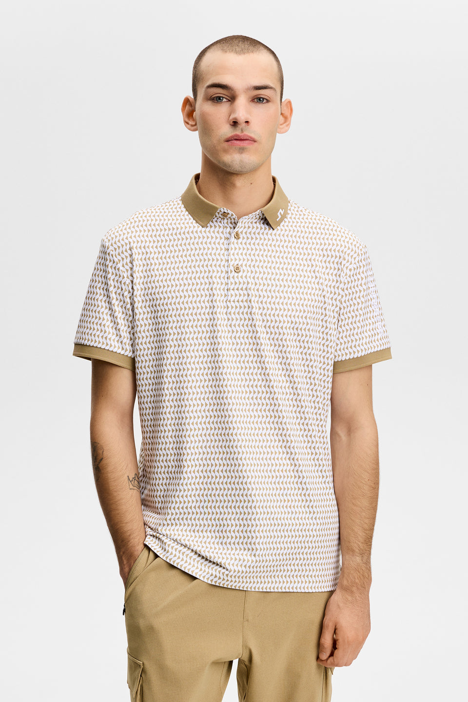 Tour Tech Print Polo / Diamond Kelp White S
