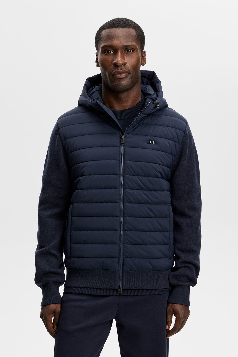 Thaden Knit Hood Hybrid Jacket / JL Navy