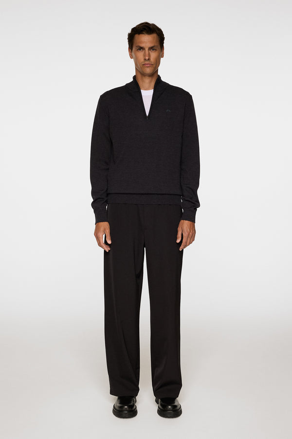 Kiyan Merino Quarter Zip / Dark Grey Melange