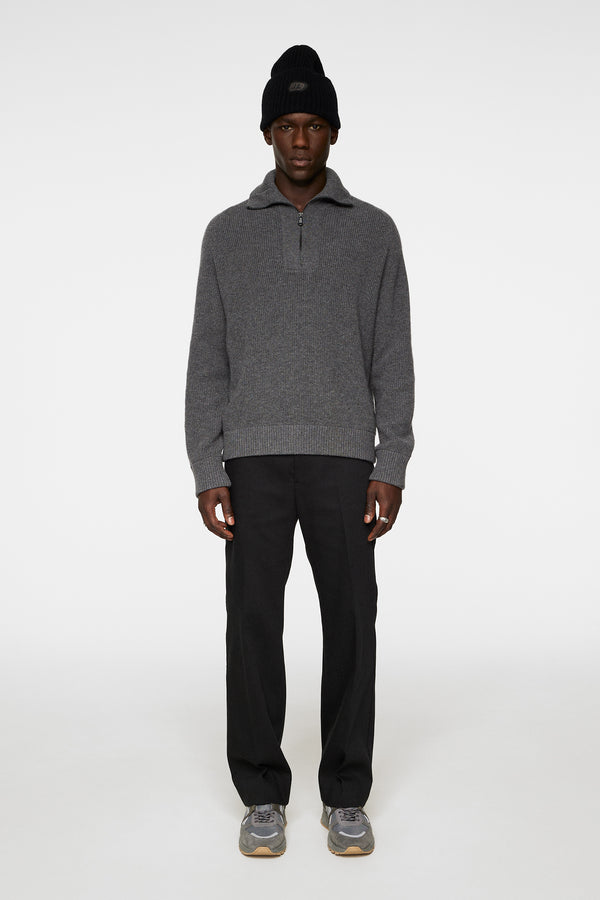 Wilmer Quarter Zip Knit / Mid Grey Melange
