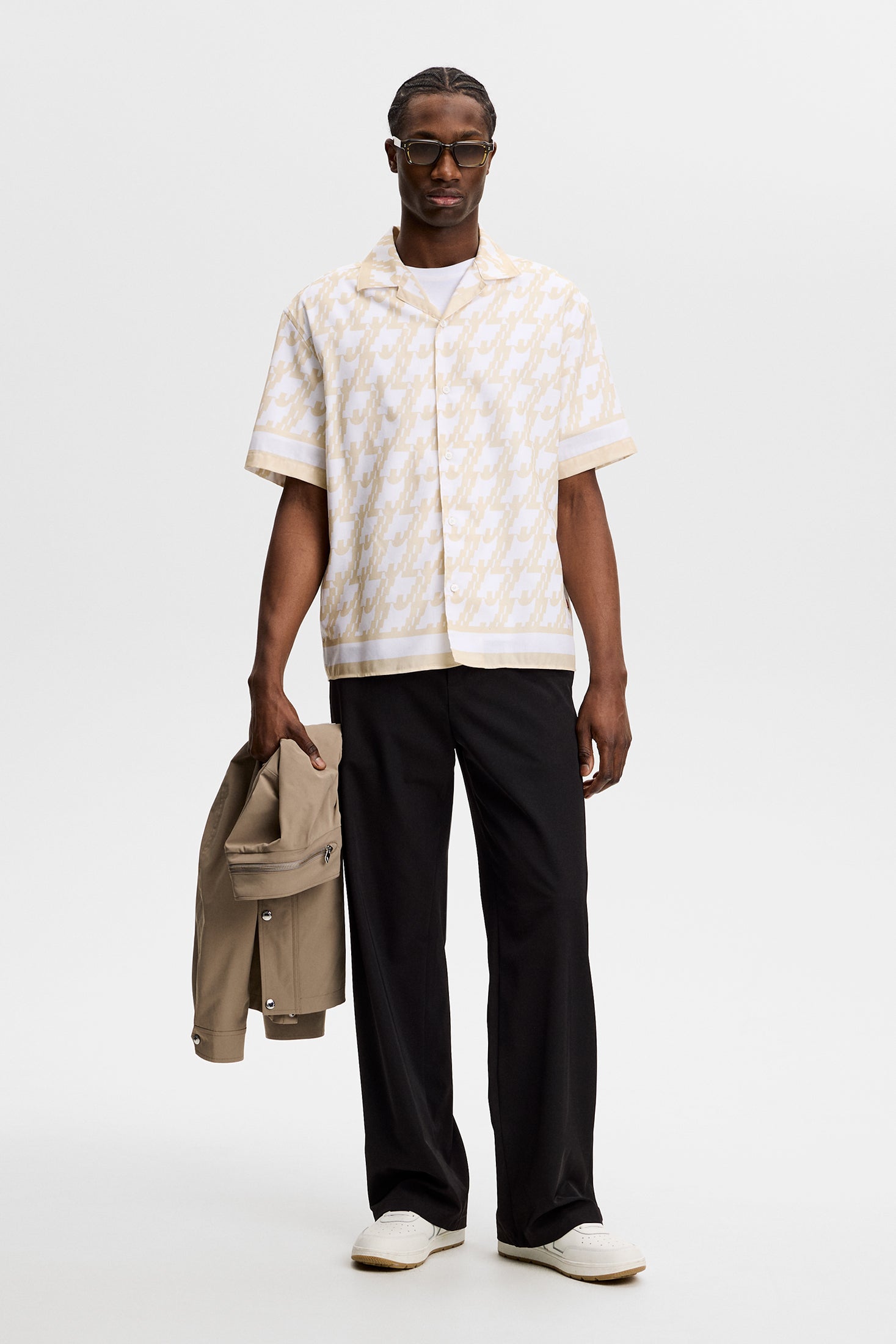 Ellis Border Resort Shirt / JL Glitch White | J.Lindeberg Official