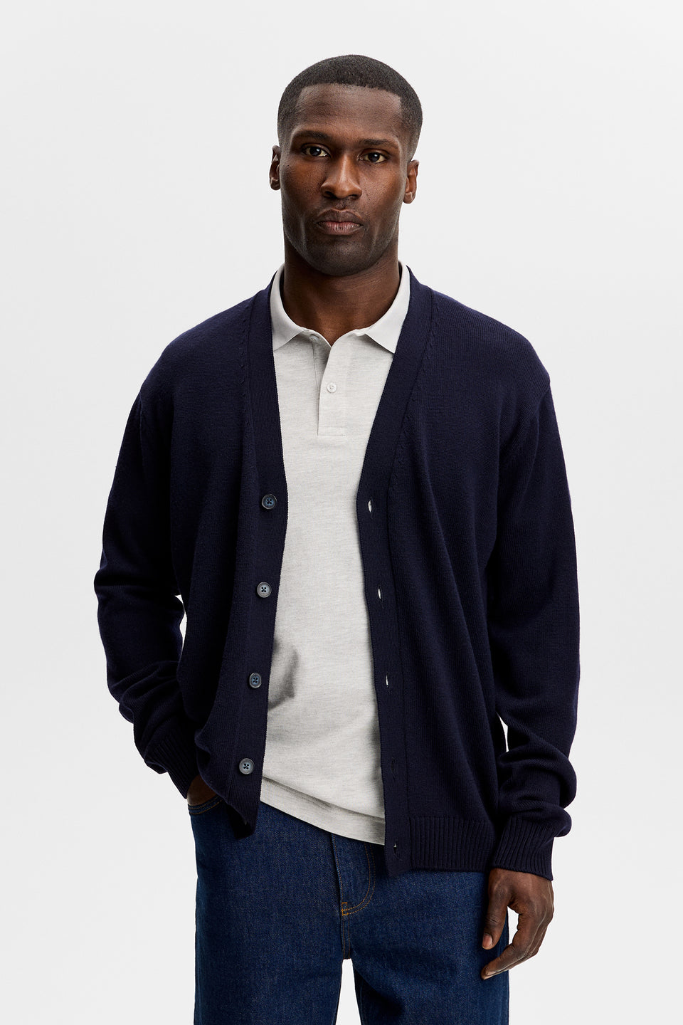 Jared Merino Cardigan / JL Navy