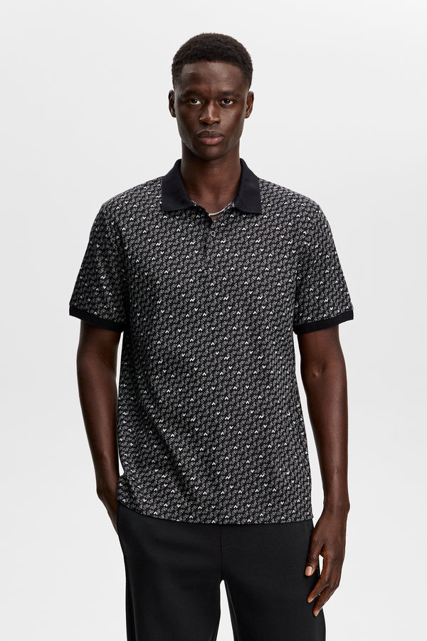 Devon Jacquard Polo / BIAS BRIDGE MICRO BLACK WHITE