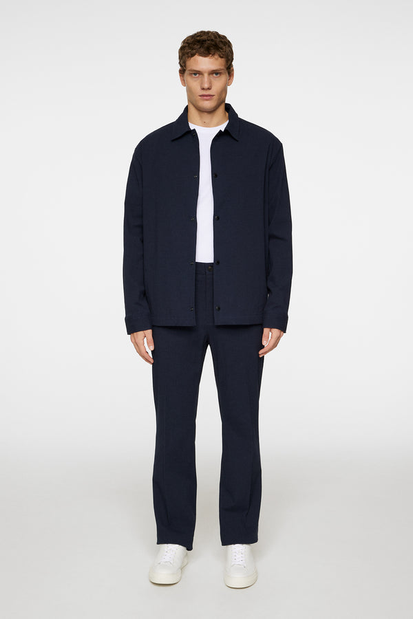 Celian Seersucker Overshirt / JL Navy