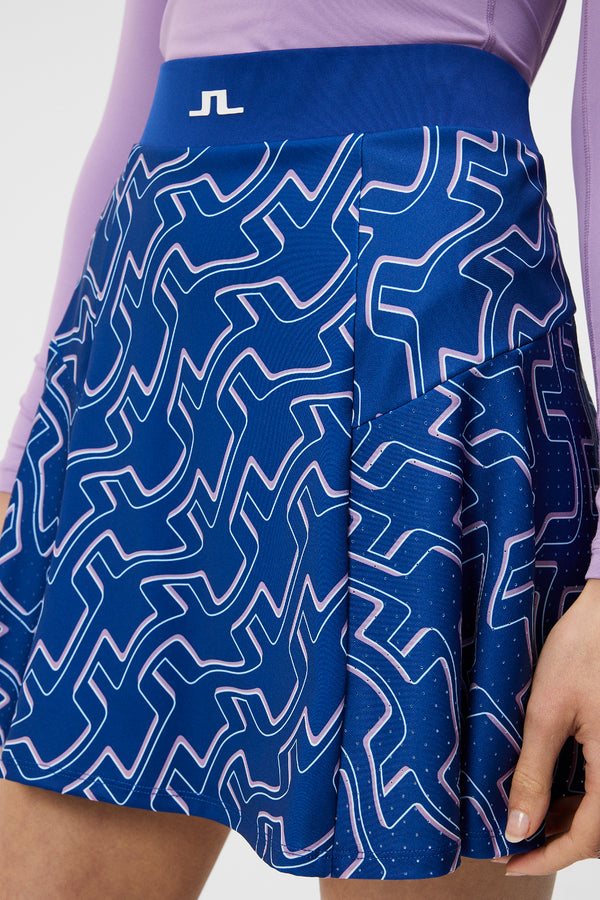 Jane Print Skirt / Outline Bridge Wave Blue