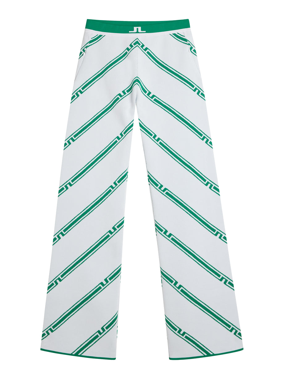 Emmie Knitted Pant / Green Bias Stripe