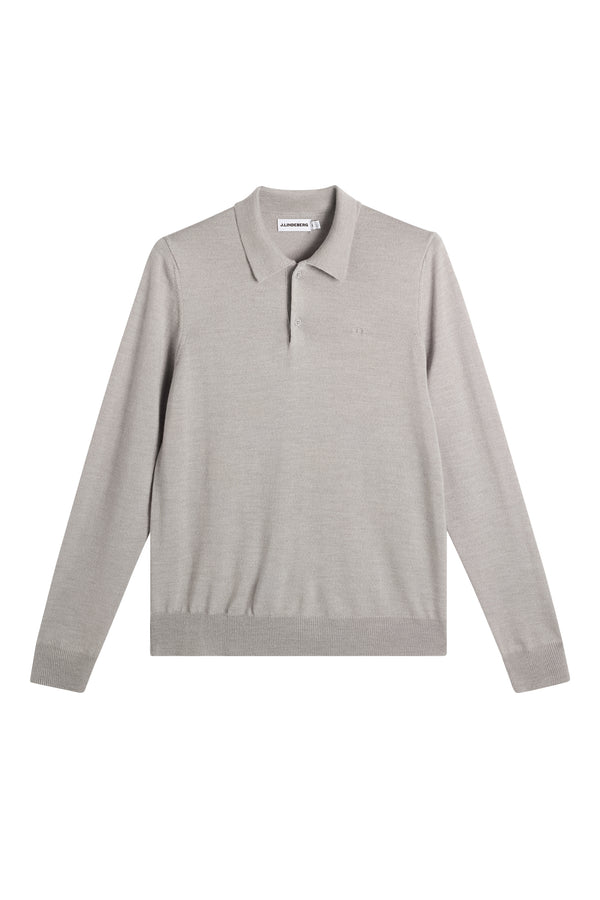 Kai Knitted Merino Polo / Light Grey Melange