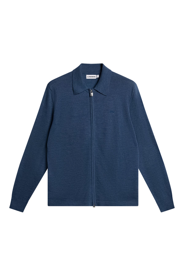 Kaleb Merino Zip Cardigan / Vintage Indigo Melange