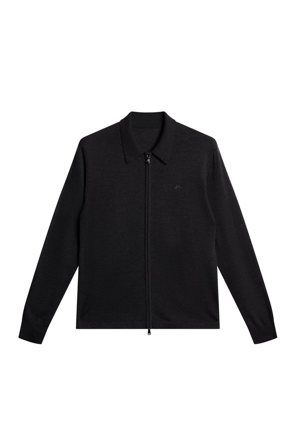 Kaleb Merino Zip Cardigan / Dark Grey Melange