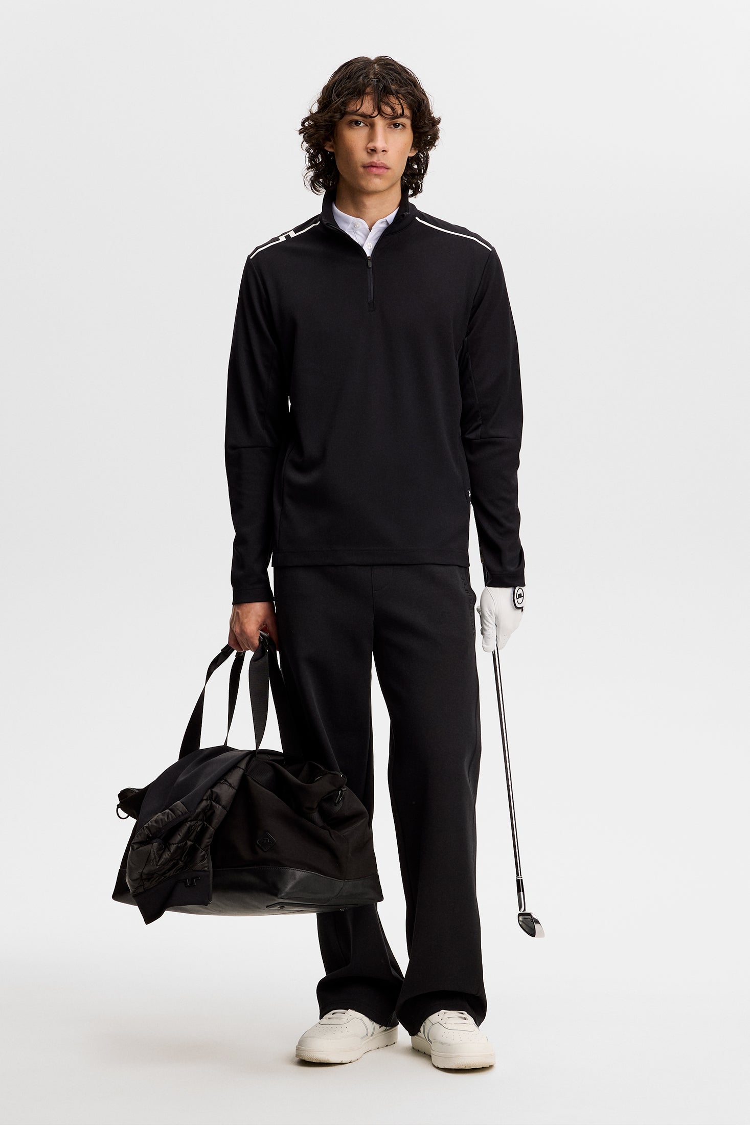 Leon Quarter Zip Mid Layer / Black | J.Lindeberg Official