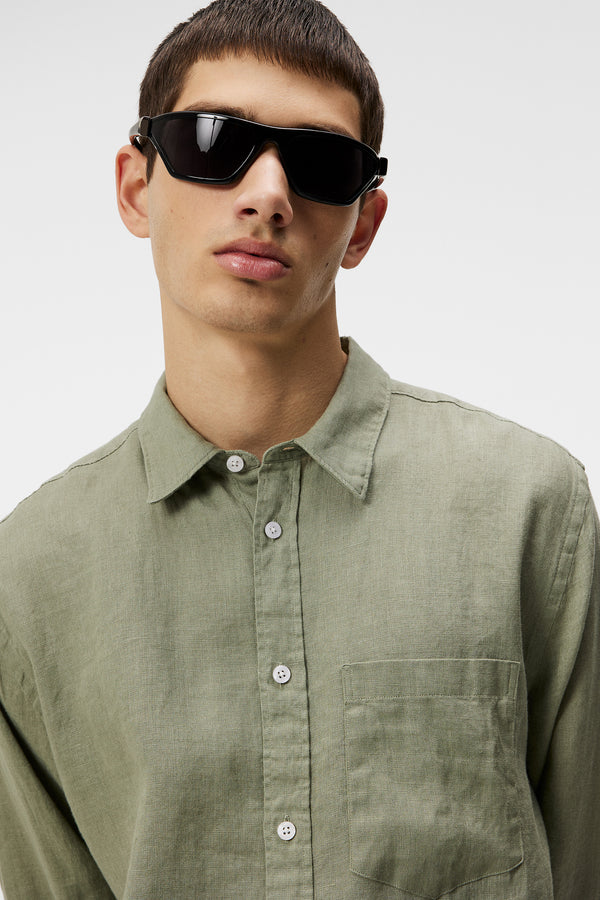 Reg LS Clean Linen Shirt / Oil Green