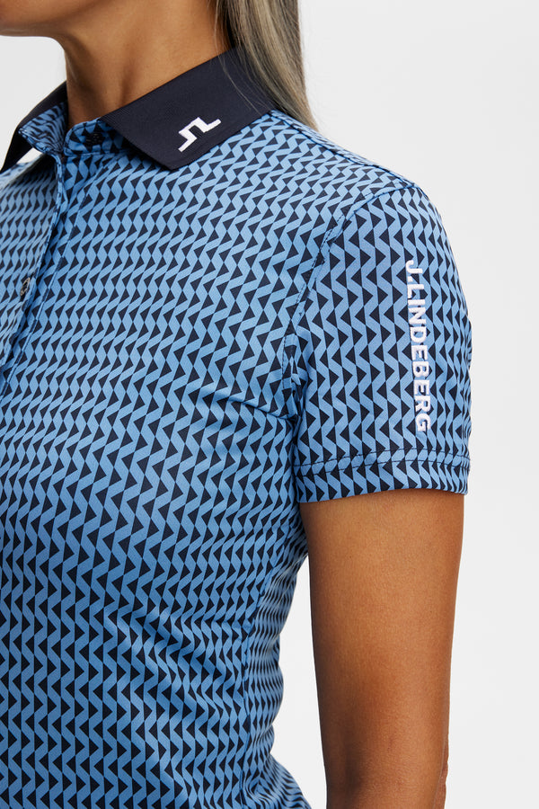 Tour Tech Print Polo / Diamond Riviera Navy S