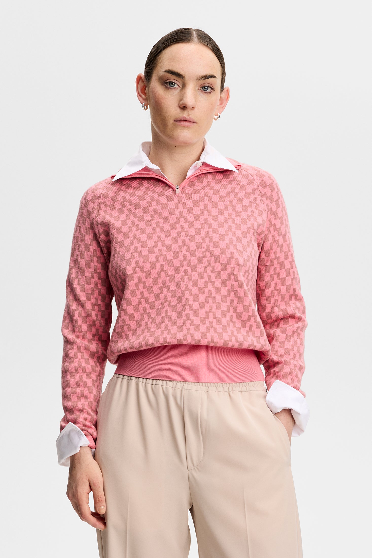 Kerla Knitted Zip Sweater / Bridge Stack Rose M – J.Lindeberg EU