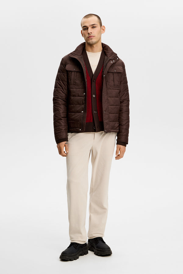 Eddie Texture Knit Cardigan / Seal Brown