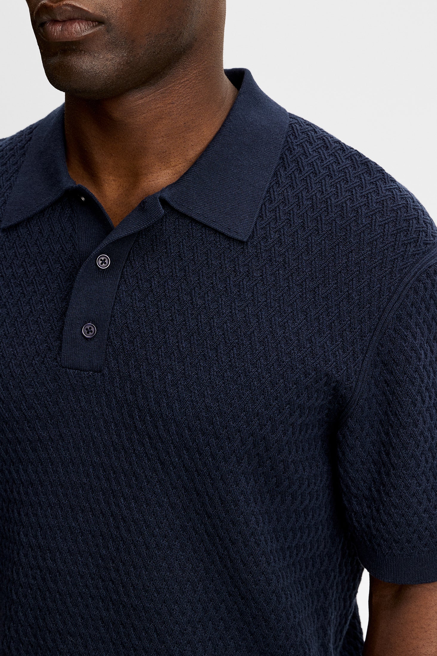 Jacques Structure Knit Polo / JL Navy | J.Lindeberg Official