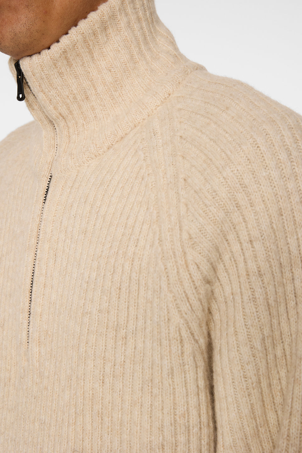 Victor Zip Wool Sweater / Moonbeam Melange