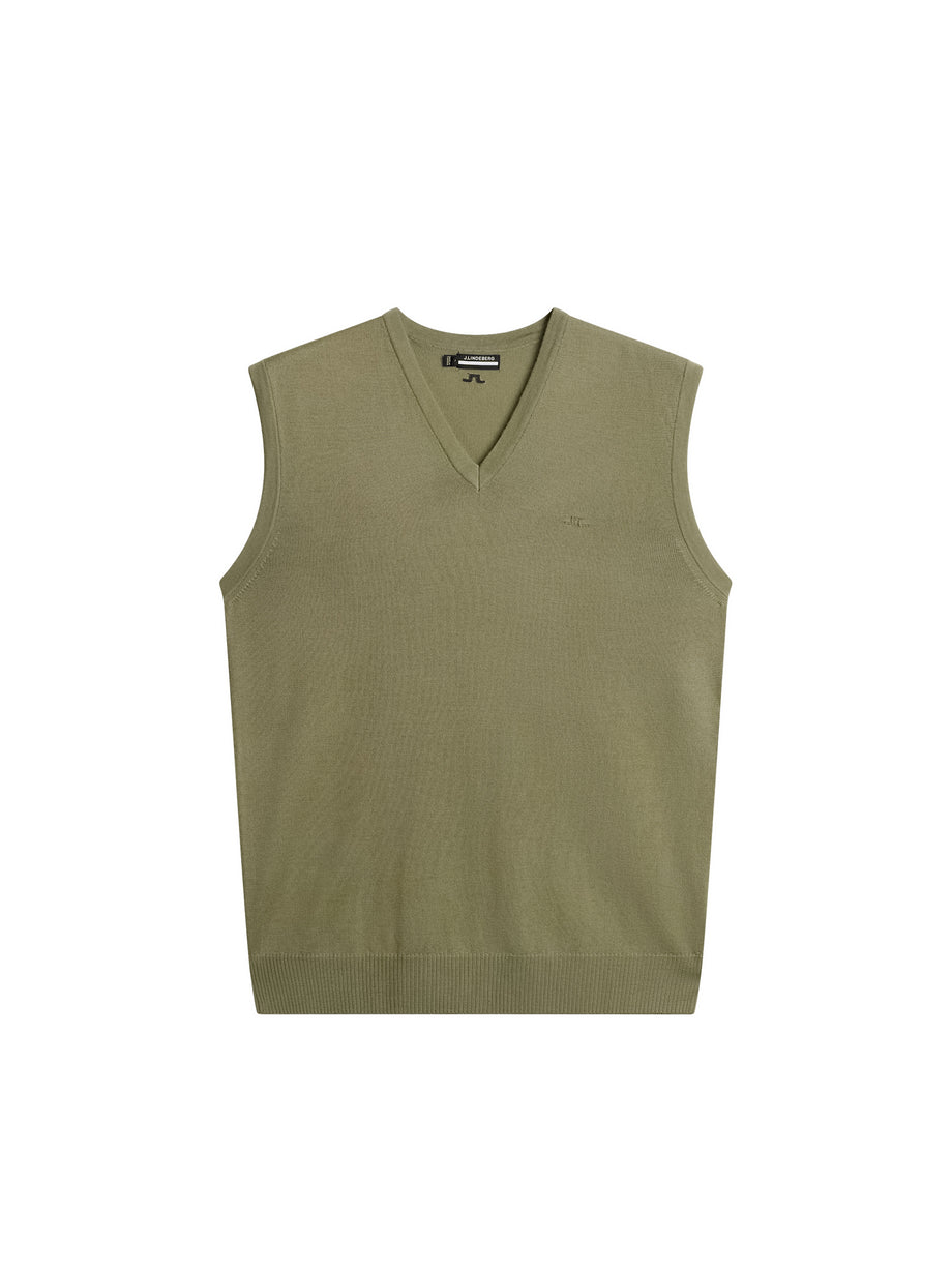 Liam Knitted Vest / Oil Green