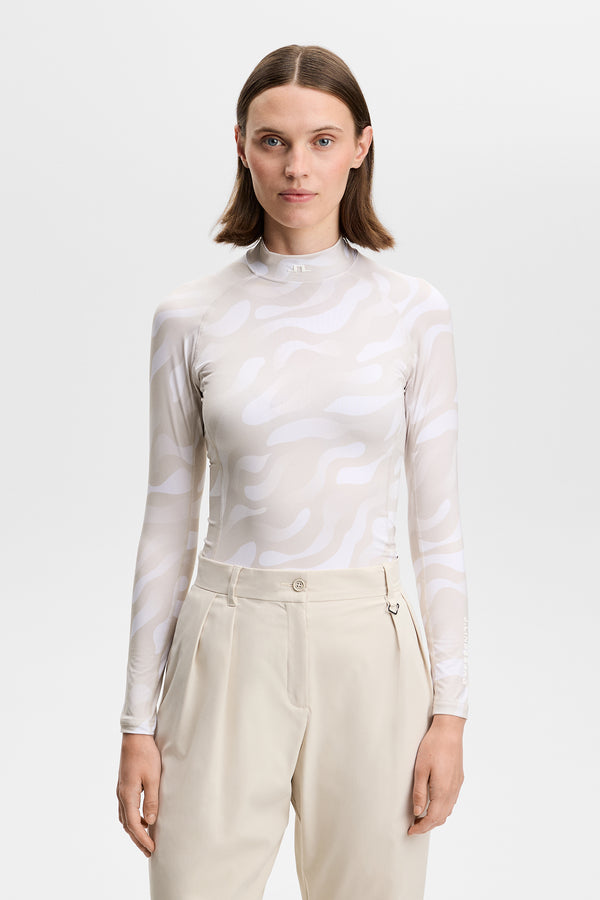 Ella Print Compression Top / Bunker Fade Moonbeam White M