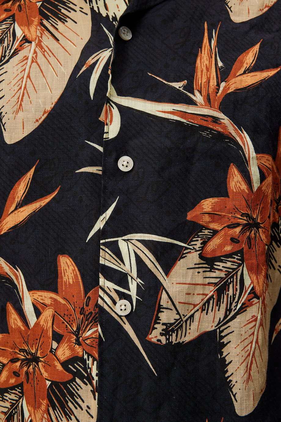 Elio Tropical Print Reg Shirt / JL Navy