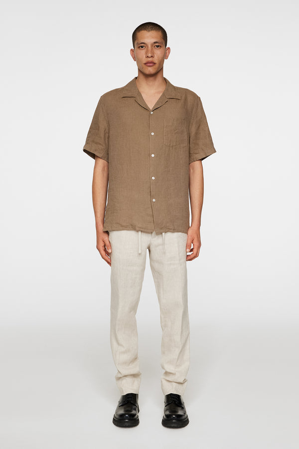 Elio Linen Melange Shirt / Sepia Tint