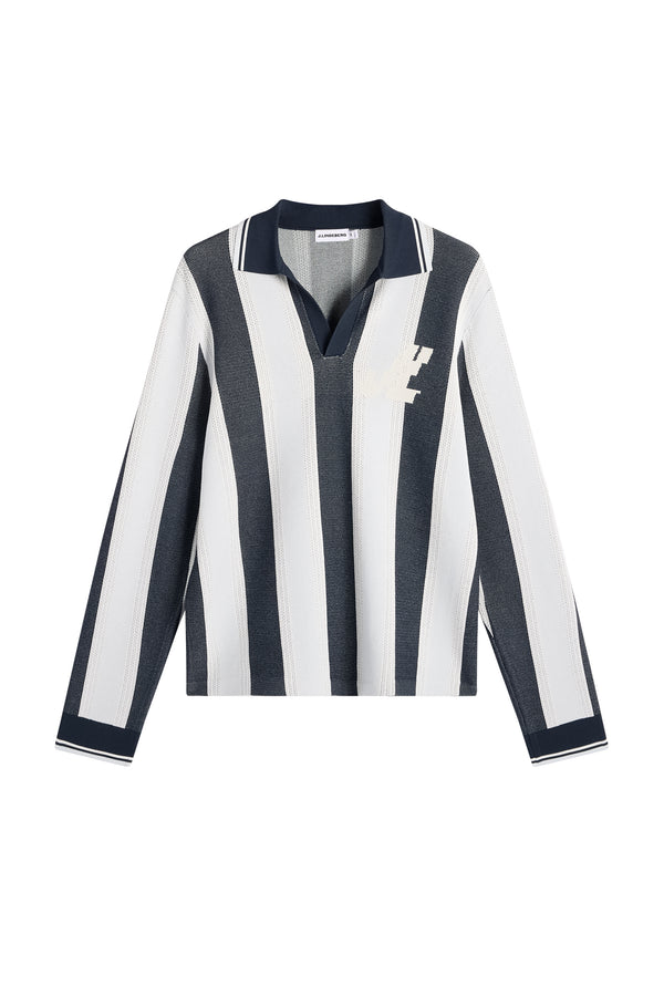 Silas Stripe Polo Knit / Skywriting