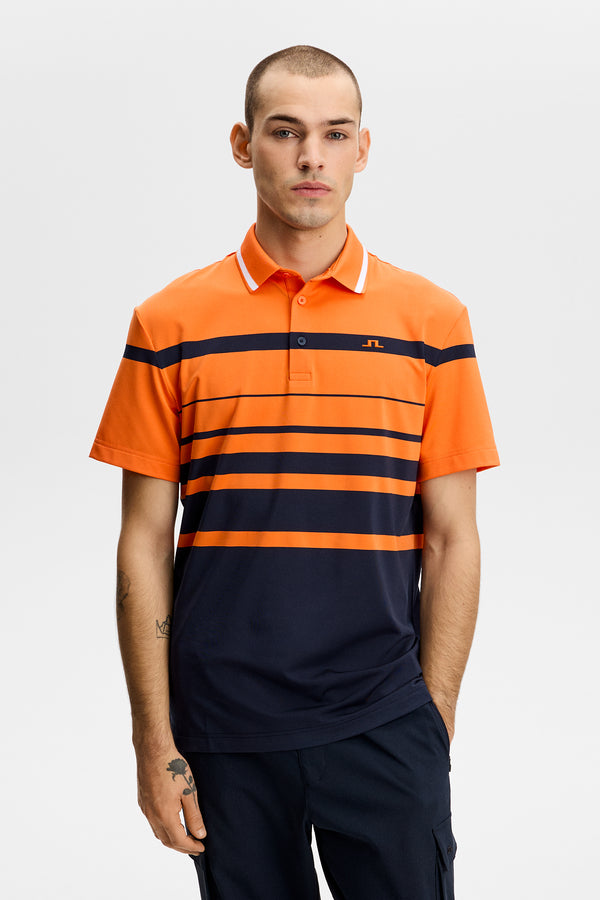 Leo Stripe Polo / Golden Poppy