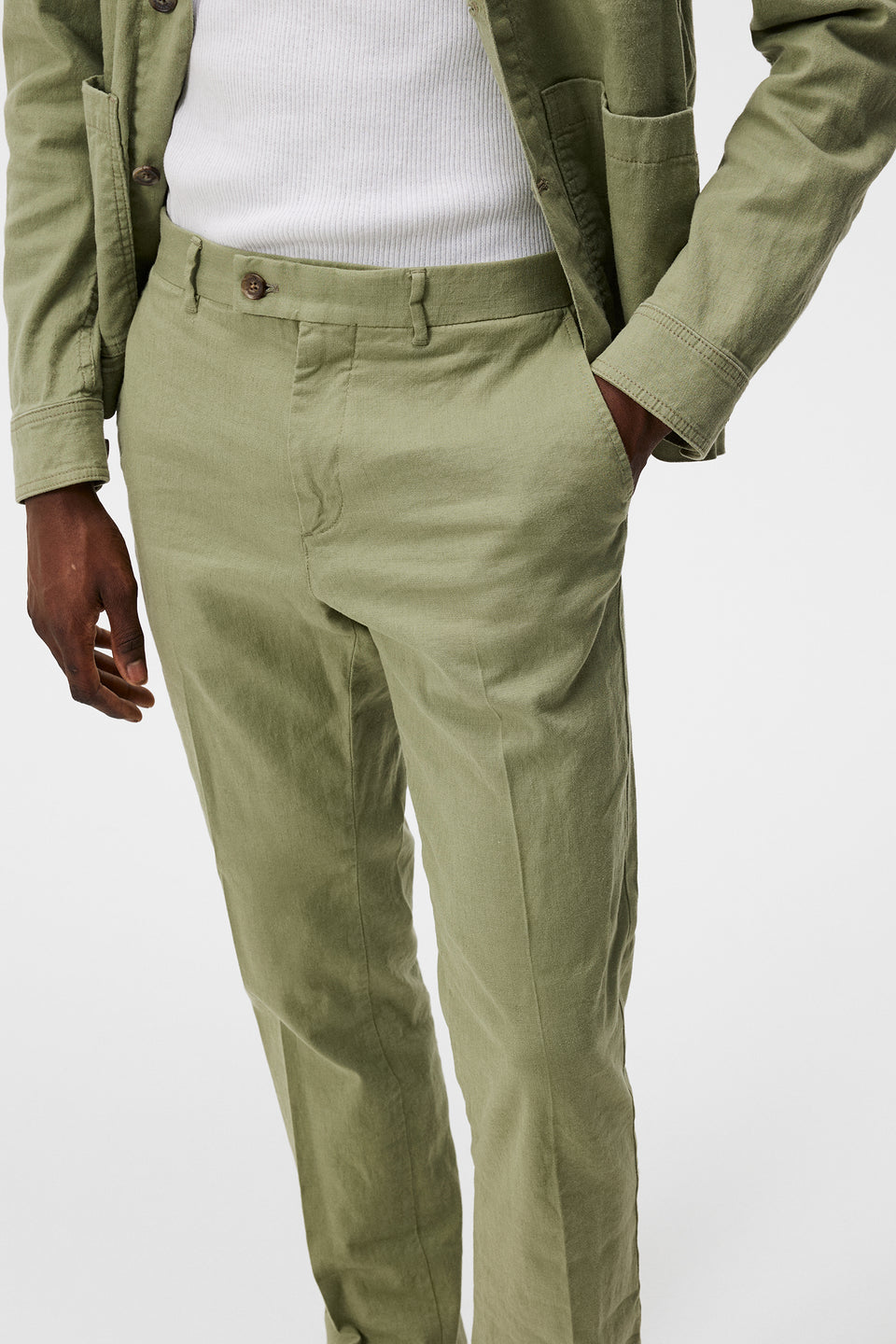 Lois Linen Stretch Pants / Oil Green