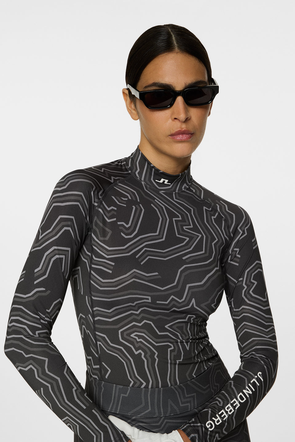 Ella Print Compression Top / Topo Asphalt L