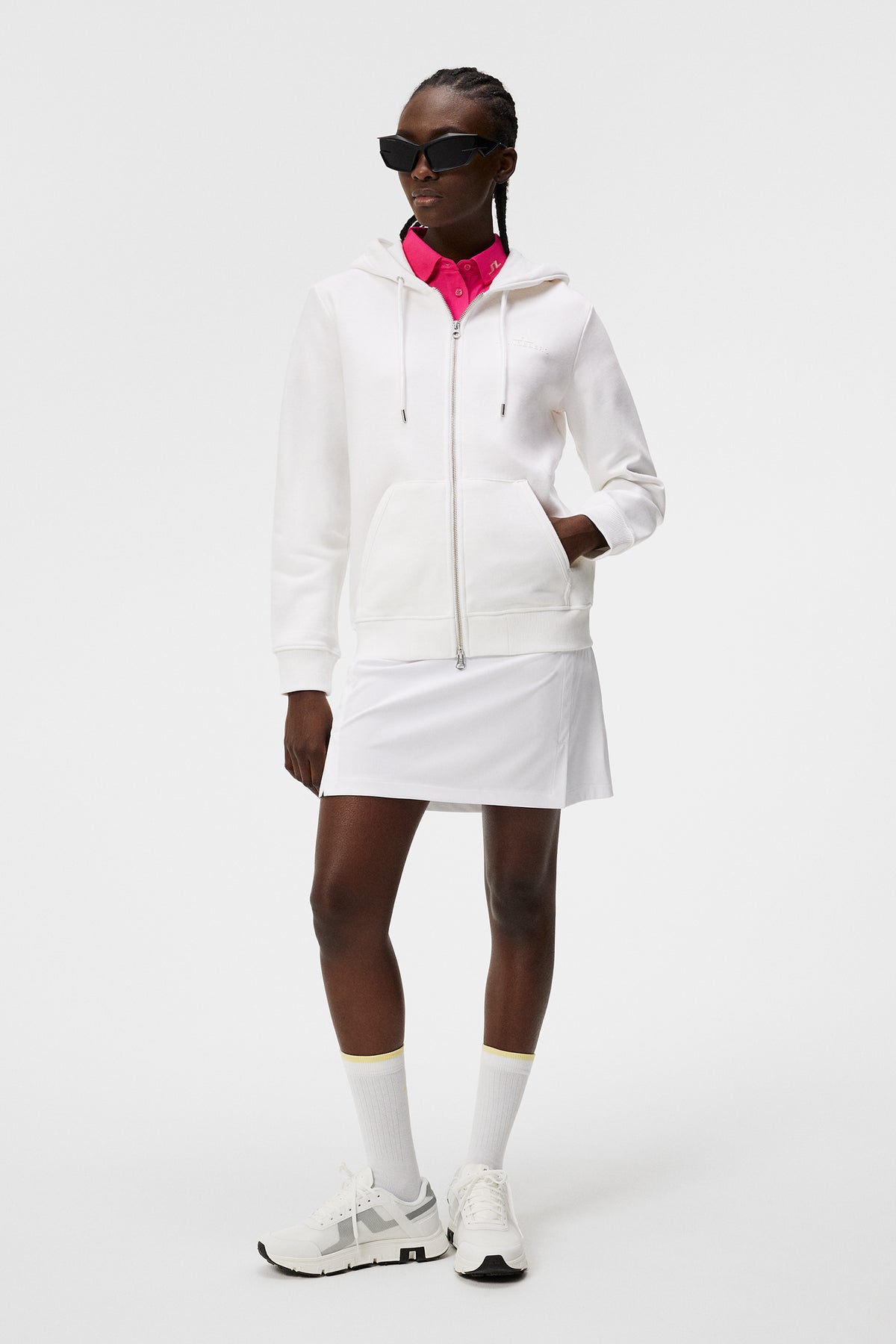 W Alpha Zip Hood / White