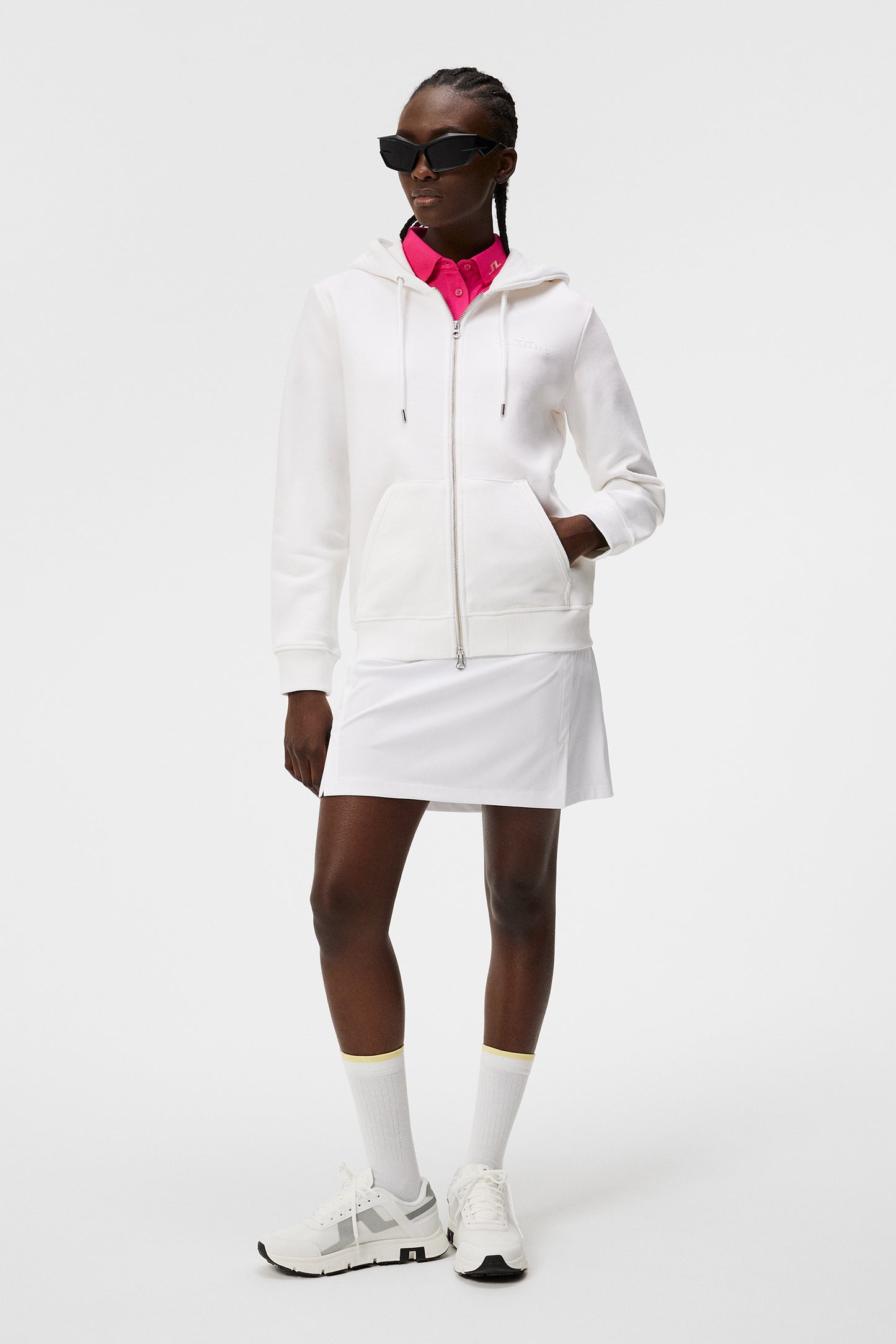 W Alpha Zip Hood / White