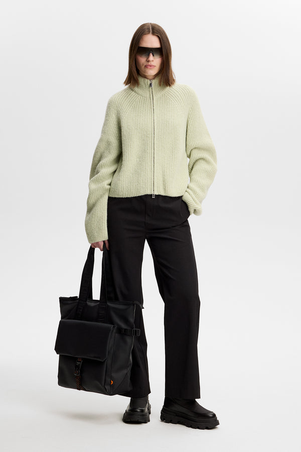 Whitney Rib Knit Full Zip / Subtle Green
