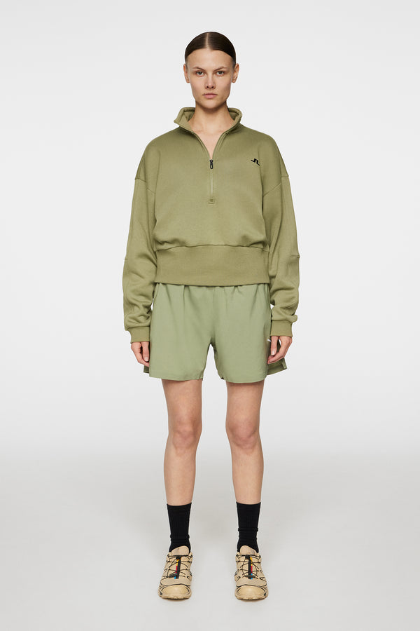Lucia Zip Mock Neck / Oil Green