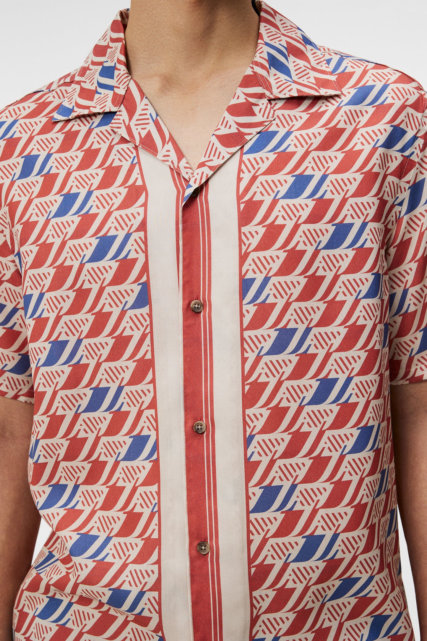 Elio Tencel Moto Print Shirt / Moto Monogram Border Cedar