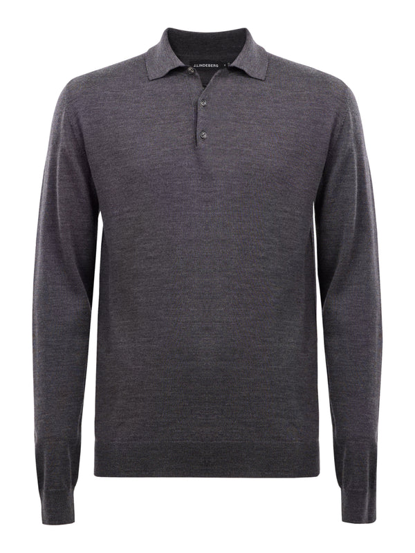 Noel Light Merino Polo Shirt / Dark Grey Melange