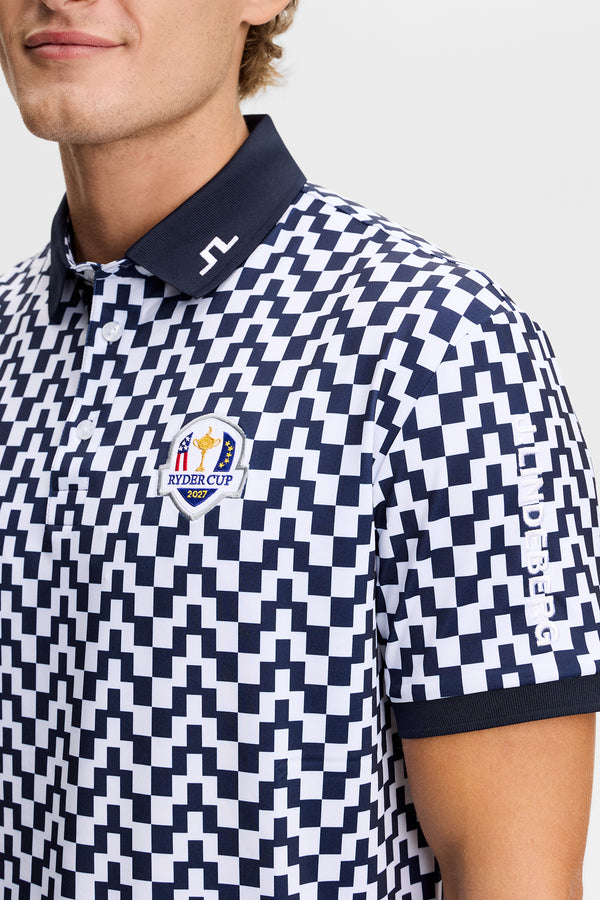 Tour Tech Polo Print / Bridge Stack White Navy M