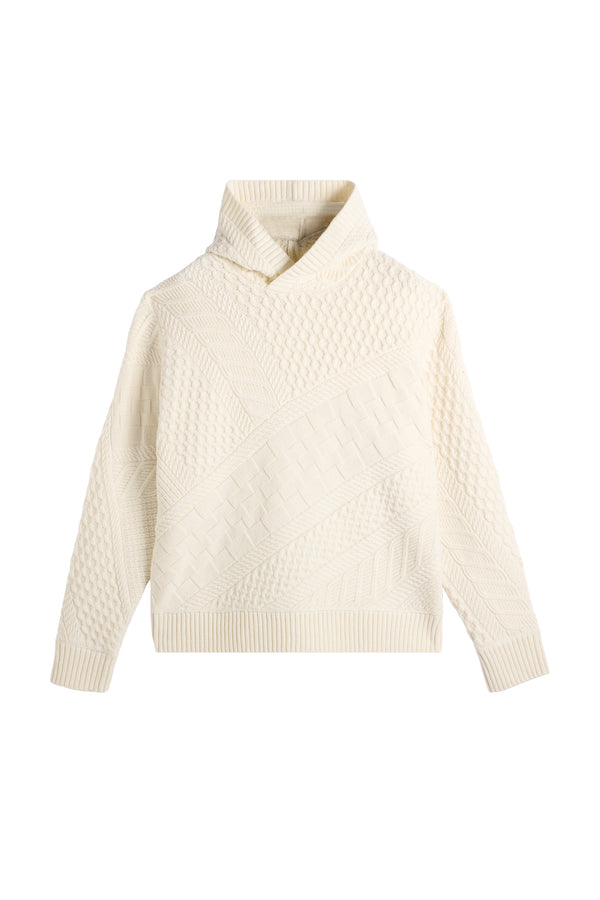 Savio Cable Knit Hoodie / Tofu