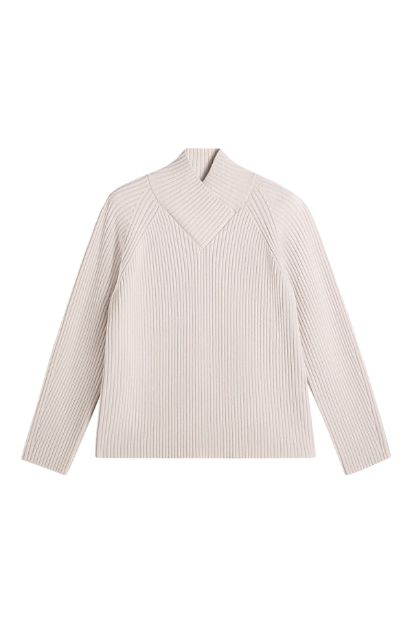 Belle Shawl Collar Knit Sweat / Moonbeam