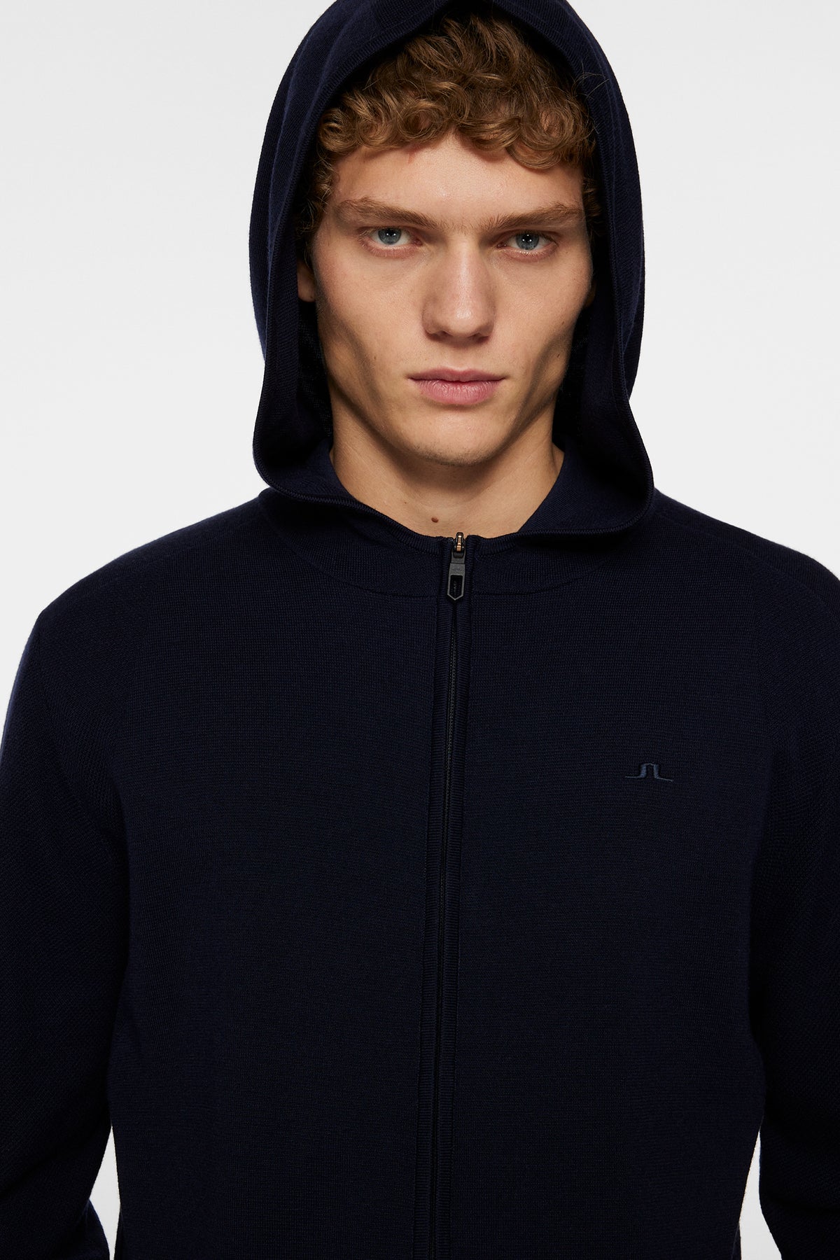 Cameron Hooded Knit Full Zip / JL Navy