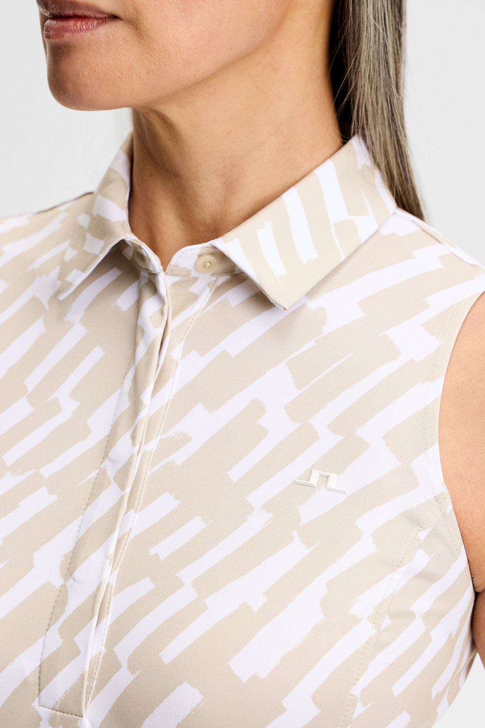 Dena Print Sleeveless Polo / Oak Island Fossil M
