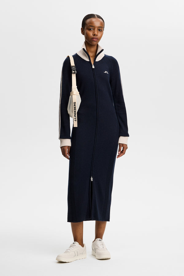 Bettina Knitted Track Dress / JL Navy