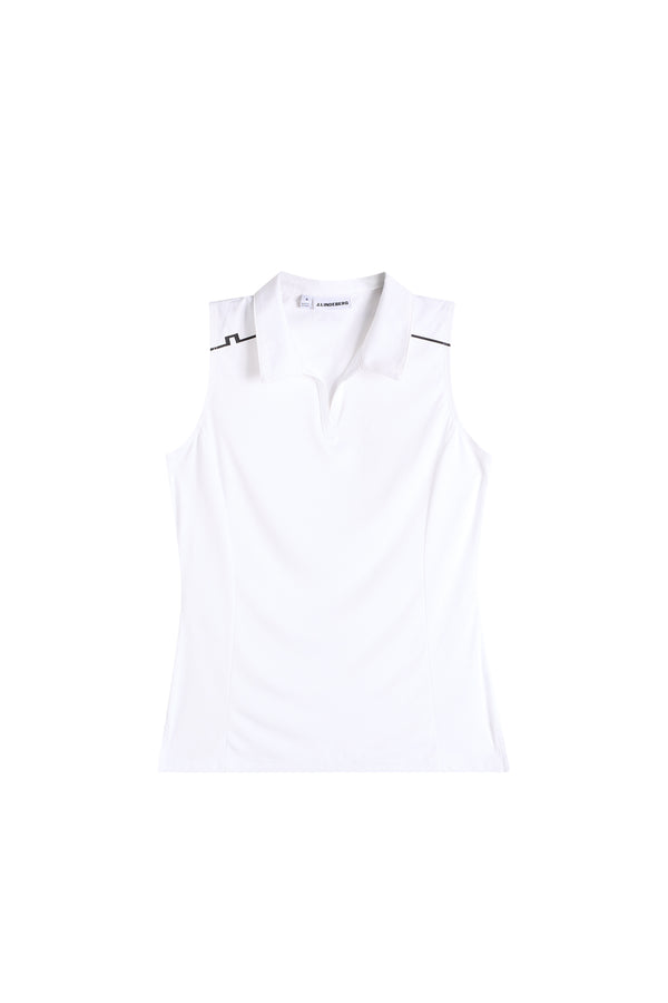 Leah Sleeveless Polo / White
